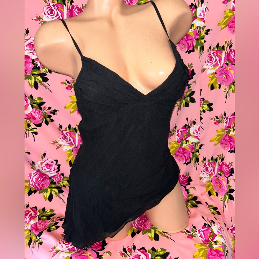 Black silk v neck blouse camisole